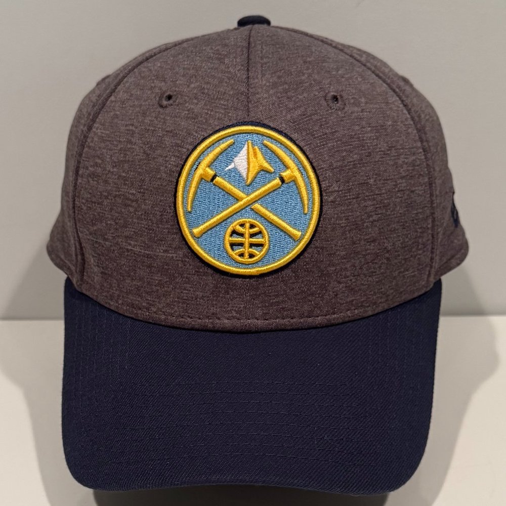 Denver Nuggets NBA New Era 39THIRTY Medium-Large Fitted Hat Cap Gray/Navy